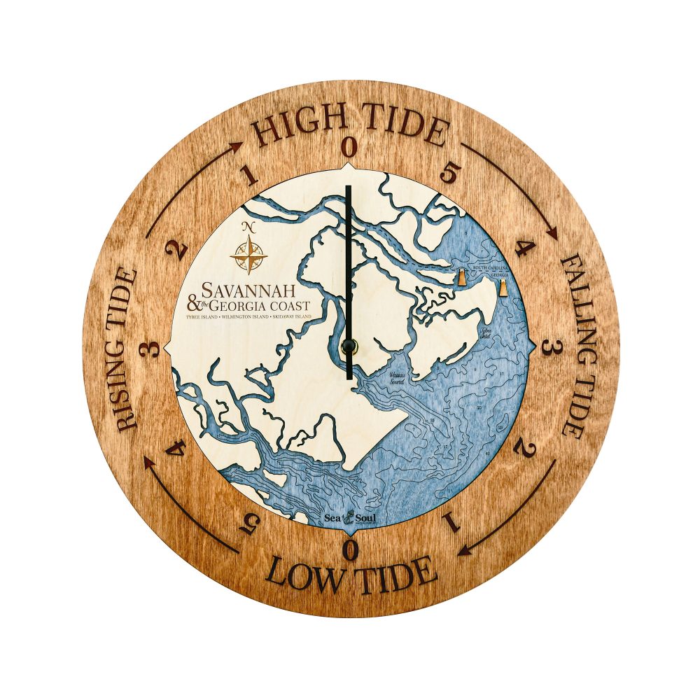 Georgia Coast Tide Clock Americana Accent with Deep Blue Water