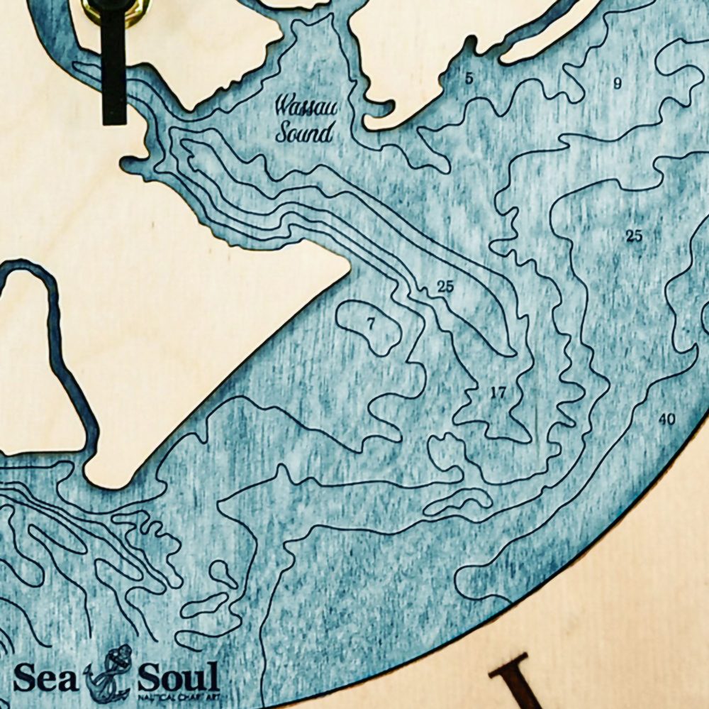 Georgia Coast Tide Clock Birch Accent with Blue Green Water Detail Shot 3
