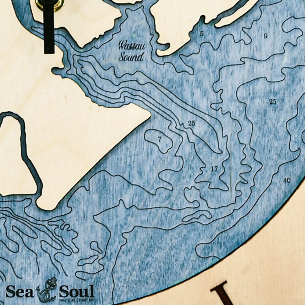 Georgia Coast Tide Clock Birch Accent with Deep Blue Water Detail Shot 3