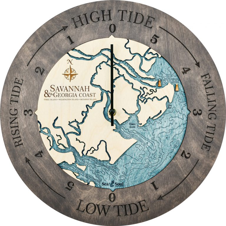 Georgia Coast Tide Clock Driftwood Accent with Blue Green Water Product Shot