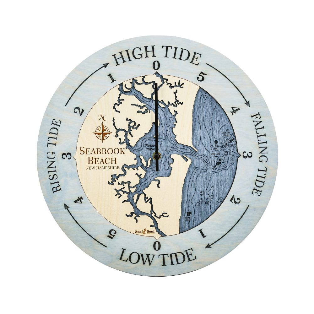 Seabrook Beach Tide Clock Bleach Blue Accent with Deep Blue Water