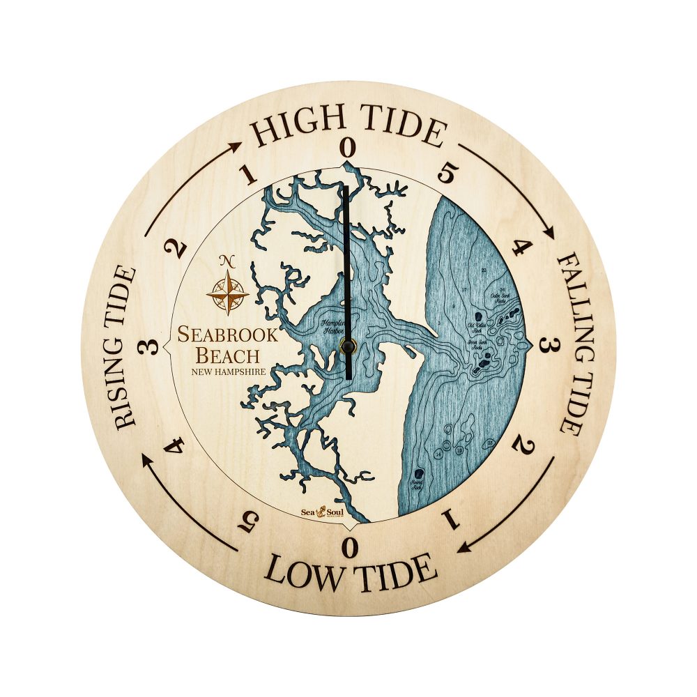 Seabrook Beach Tide Clock Birch Accent with Blue Green Water