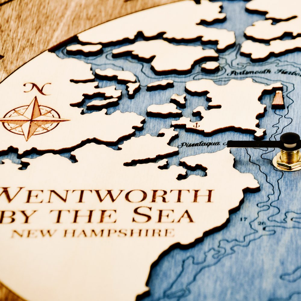 Wentworth New Hampshire Tide Clock Americana Accent with Deep Blue Water Detail Shot 3