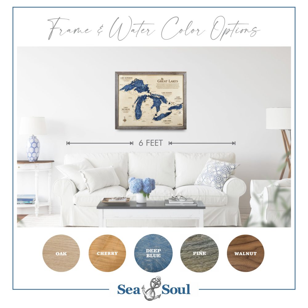 Wall Art Frame and Deep Blue Water Color Options