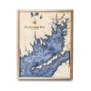 Buzzards Bay Nautical Map Wall Art Oak Accent with Deep Blue Water