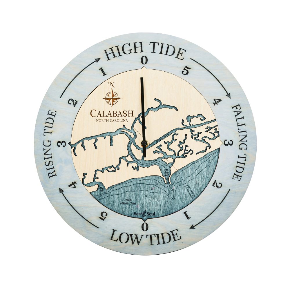 Calabash Tide Clock Bleach Blue Accent with Blue Green Water