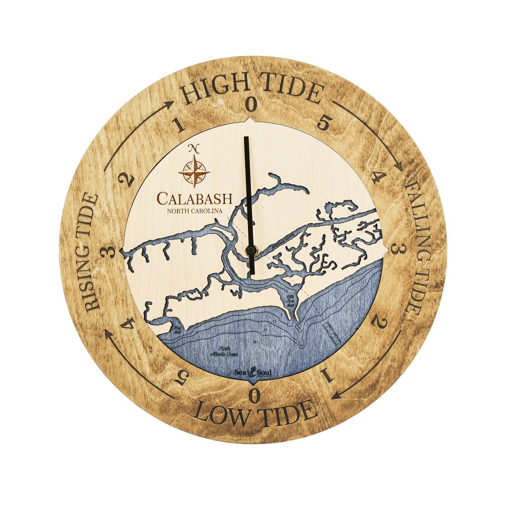 Calabash Tide Clock Honey Accent with Deep Blue Water