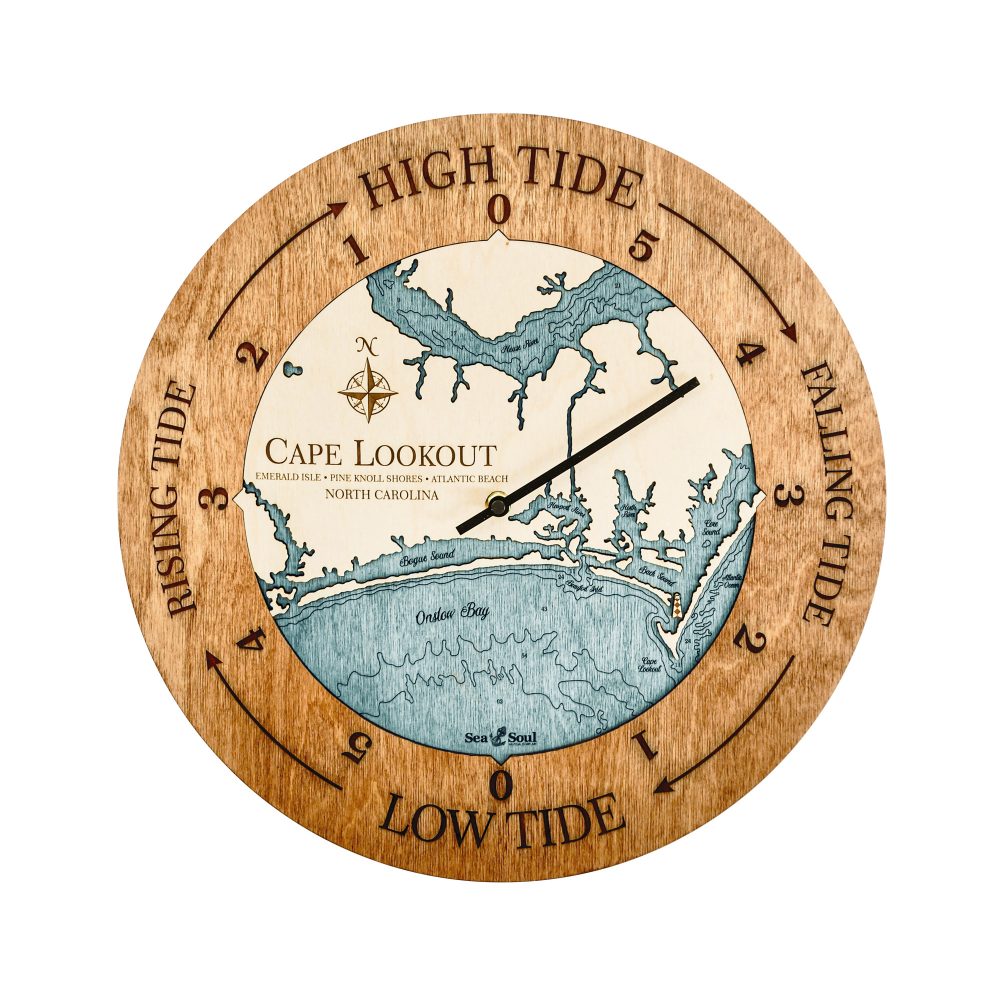 Cape Lookout Tide Clock Americana Accent with Blue Green Water