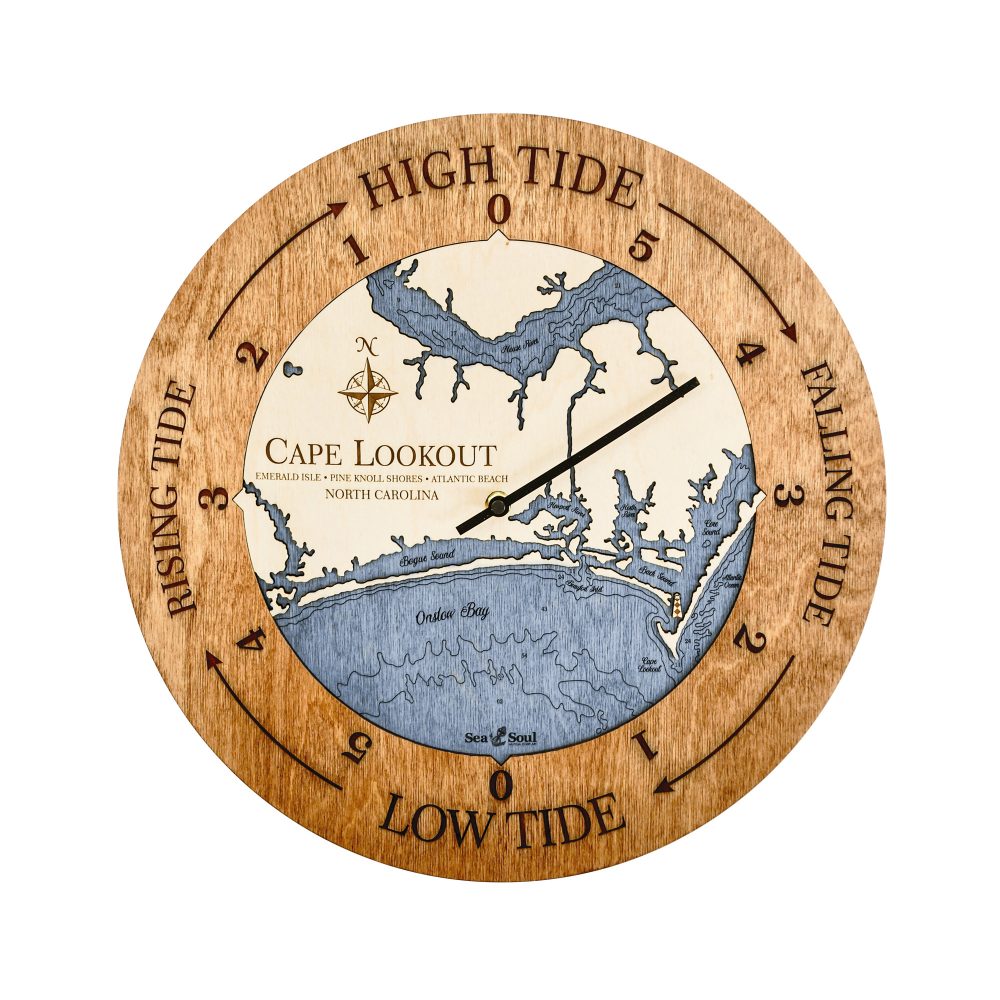 Cape Lookout Tide Clock Americana Accent with Deep Blue Water