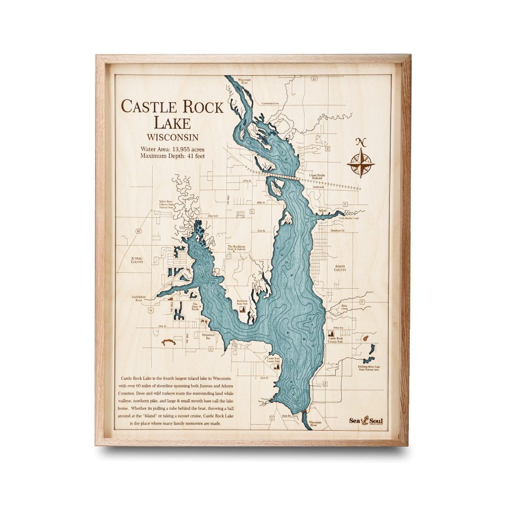 Castle Rock Lake Nautical Map Wall Art