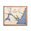 Great Bay Nautical Map Wall Art Cherry Accent with Deep Blue Water