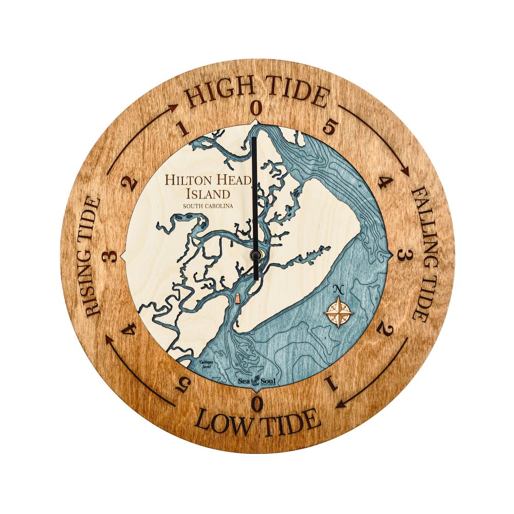 Hilton Head Island Tide Clock Americana Accent with Blue Green Water