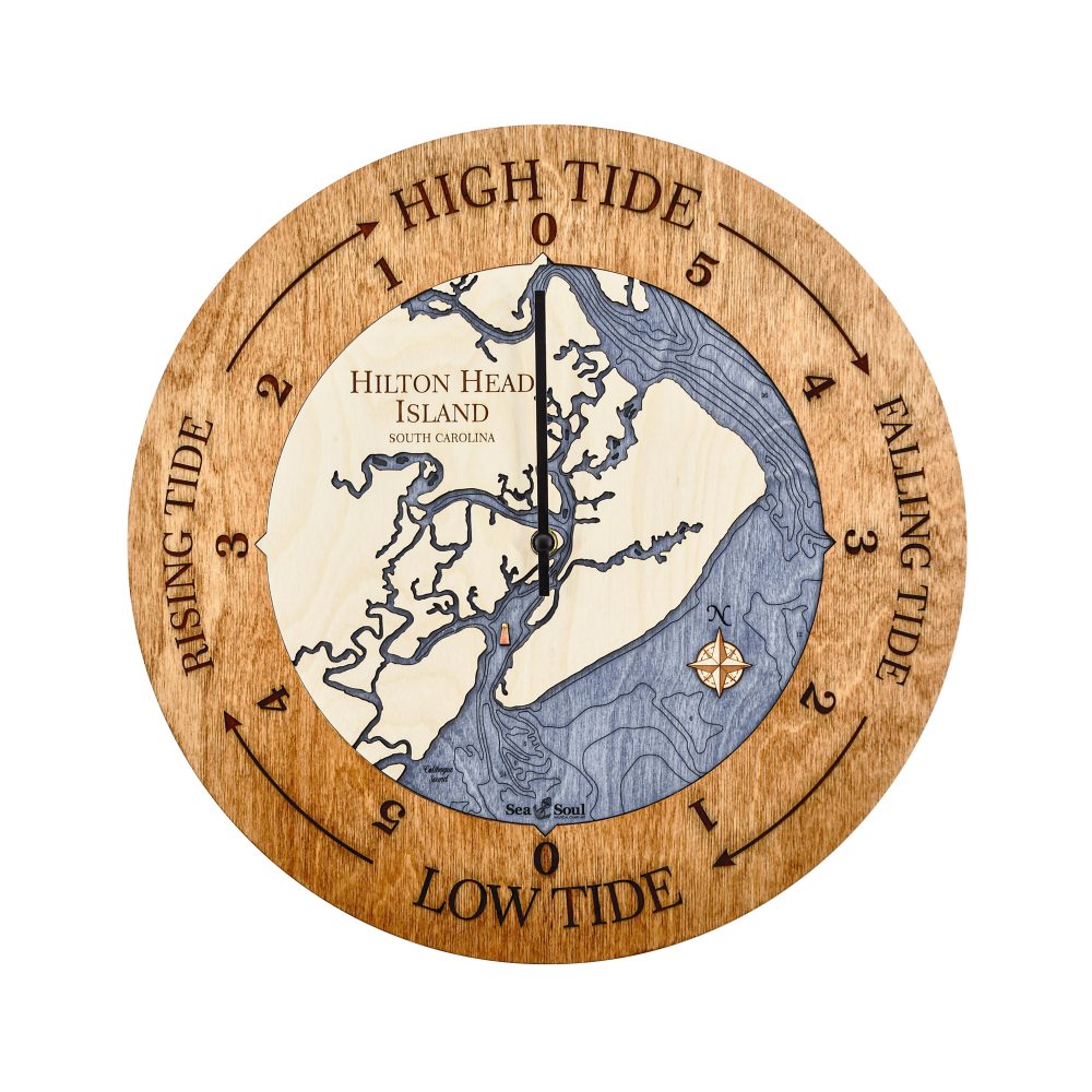 Hilton Head Island Tide Clock Americana Accent with Deep Blue Water