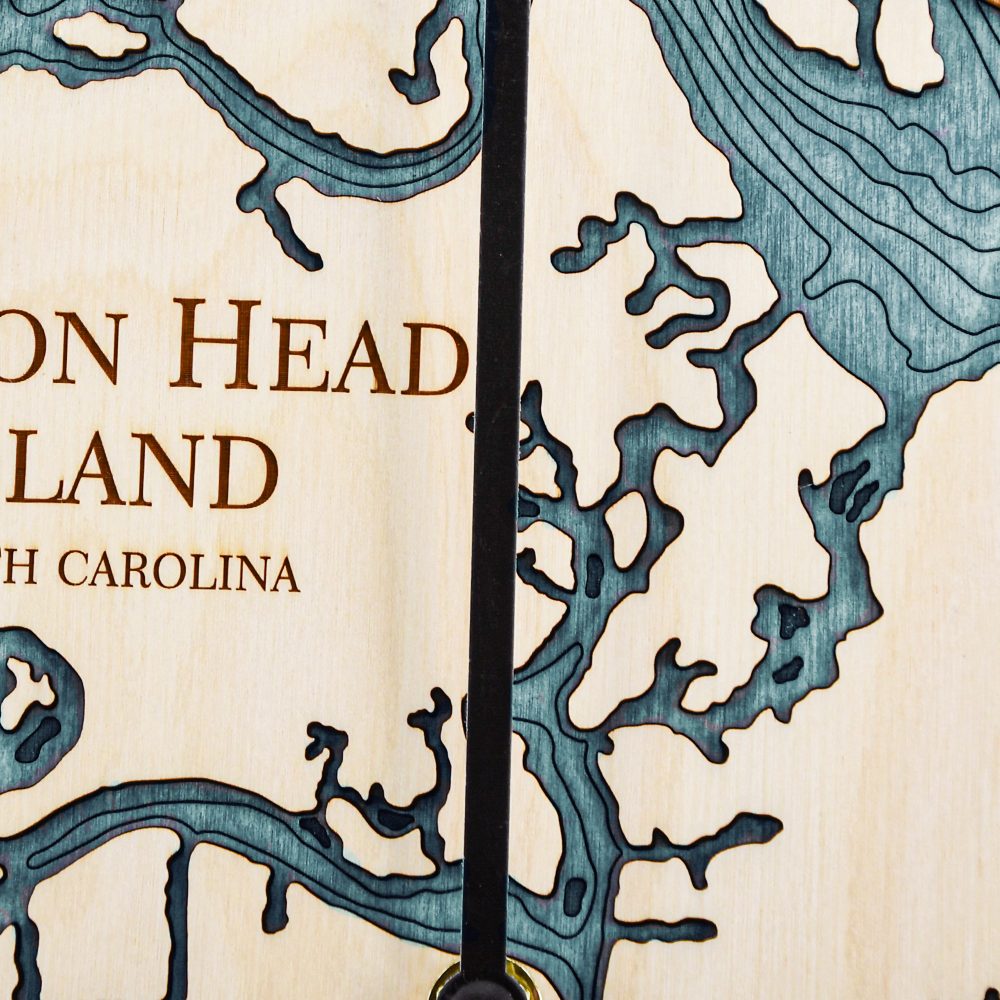 Hilton Head Island Tide Clock Birch Accent with Blue Green Water Detail Shot 1