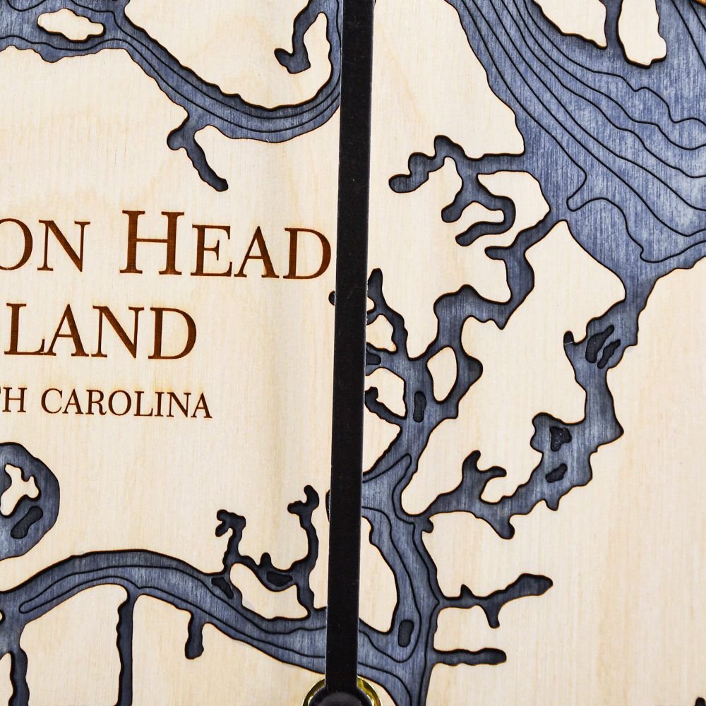 Hilton Head Island Tide Clock Birch Accent with Deep Blue Water Detail Shot 1
