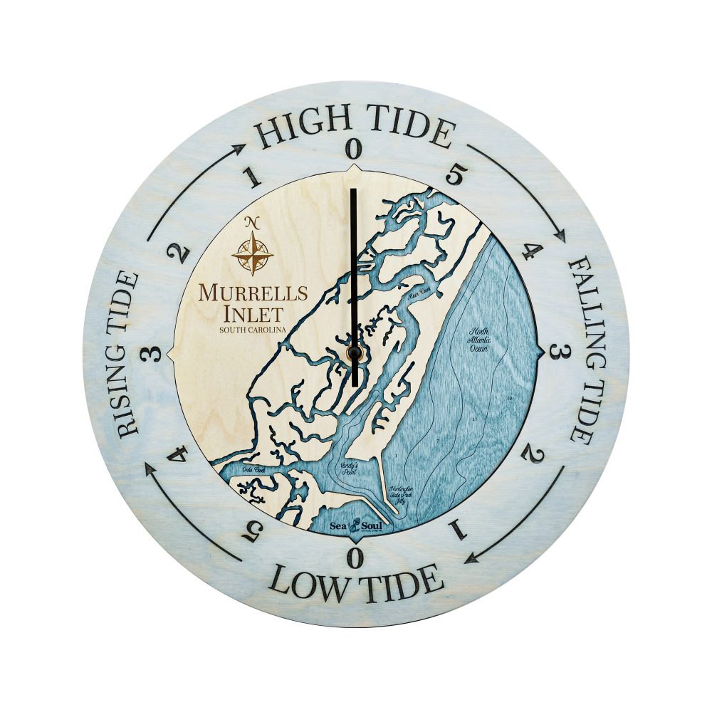 Murrels Inlet Tide Clock Bleach Blue Accent with Blue Green Water