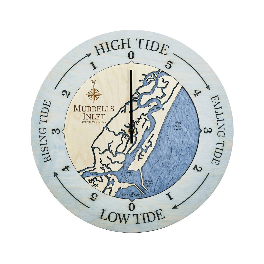 Murrels Inlet Tide Clock Bleach Blue Accent with Deep Blue Water