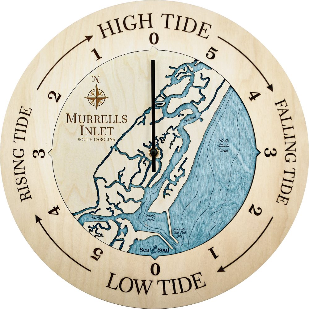 Murrels Inlet Tide Clock Birch Accent with Blue Green Water Product Shot