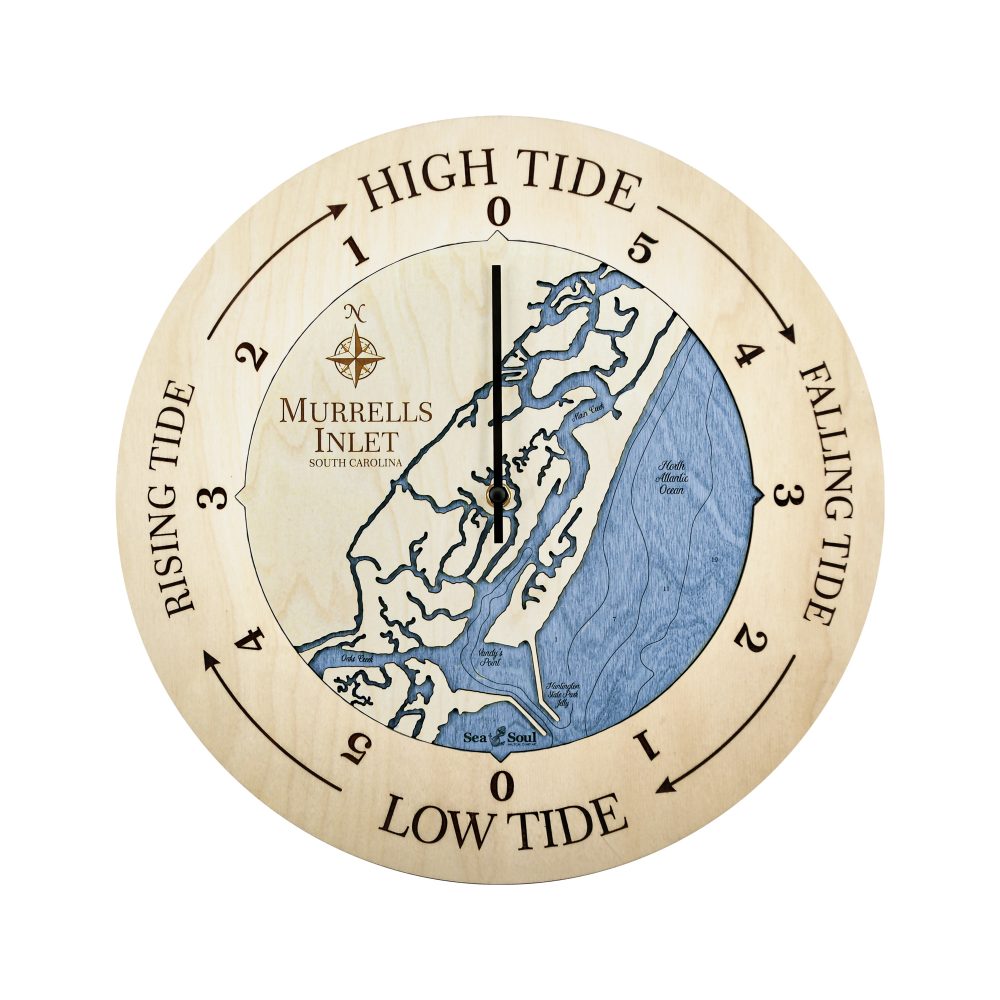 Murrels Inlet Tide Clock Birch Accent with Deep Blue Water