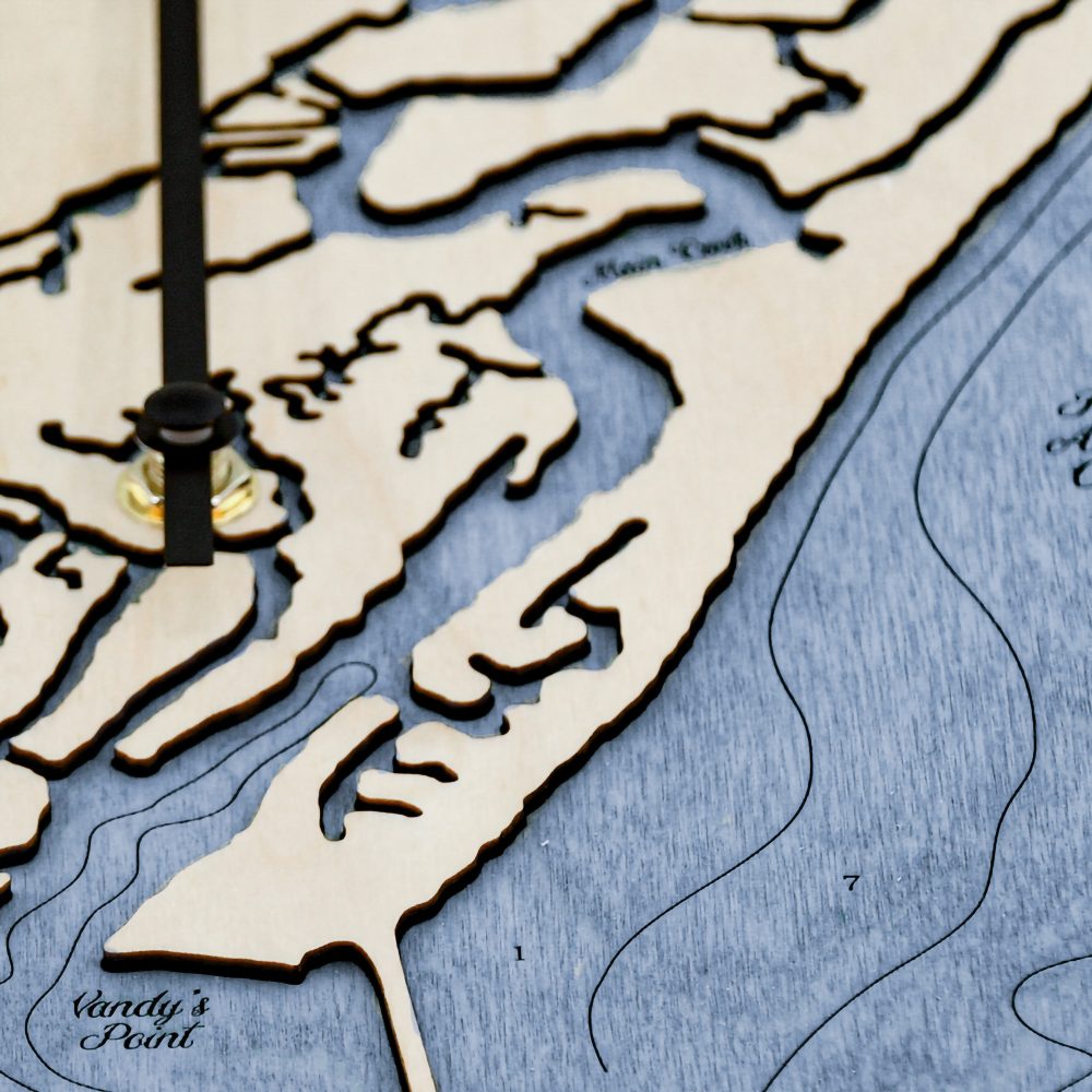Murrels Inlet Tide Clock Driftwood Accent with Deep Blue Water Detail Shot 2