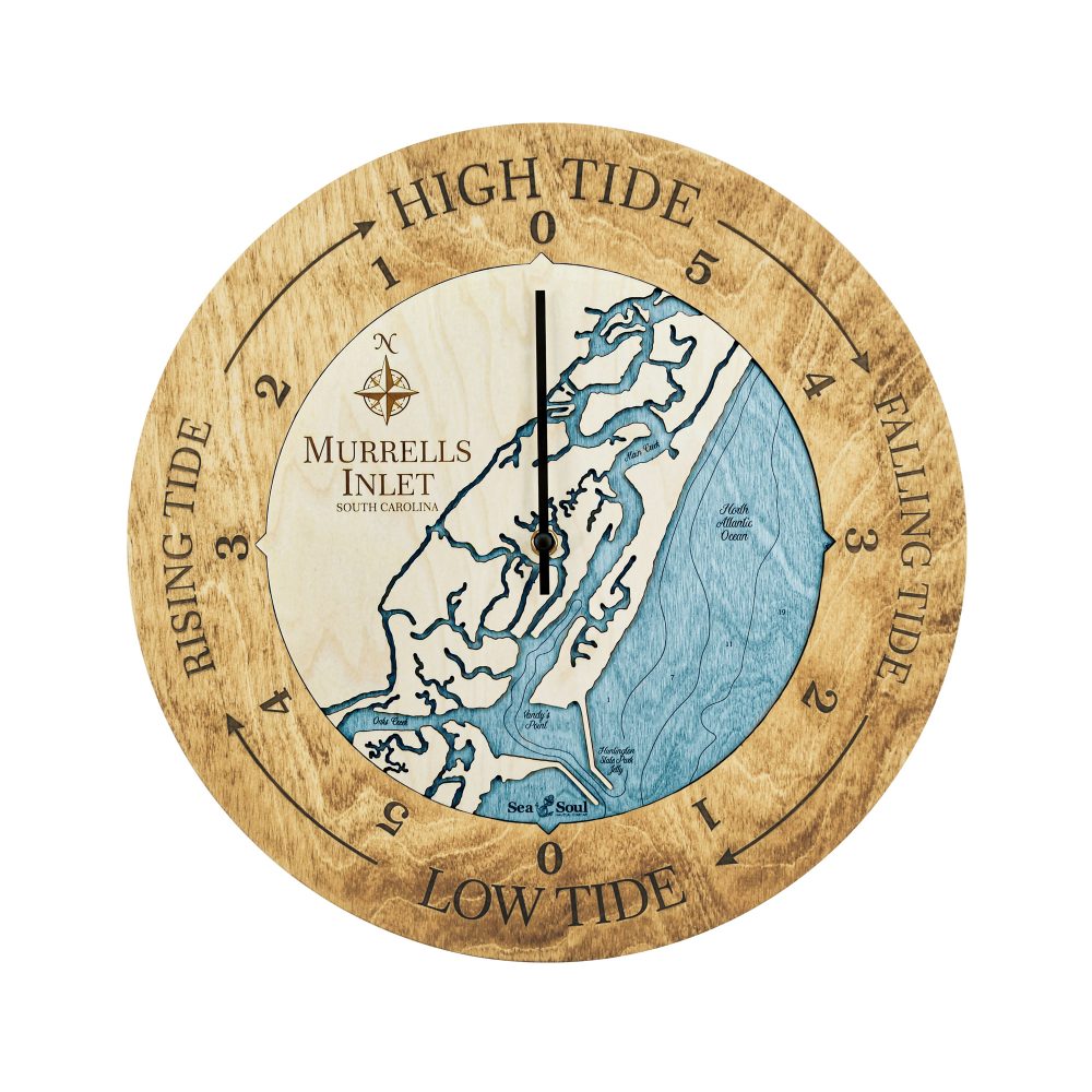 Murrels Inlet Tide Clock Honey Accent with Blue Green Water