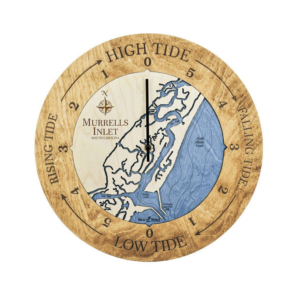 Murrels Inlet Tide Clock Honey Accent with Deep Blue Water