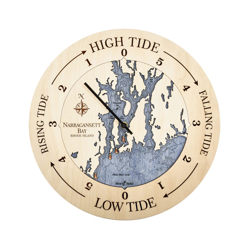 Narragansett Bay Tide Clock Birch Accent with Deep Blue Water