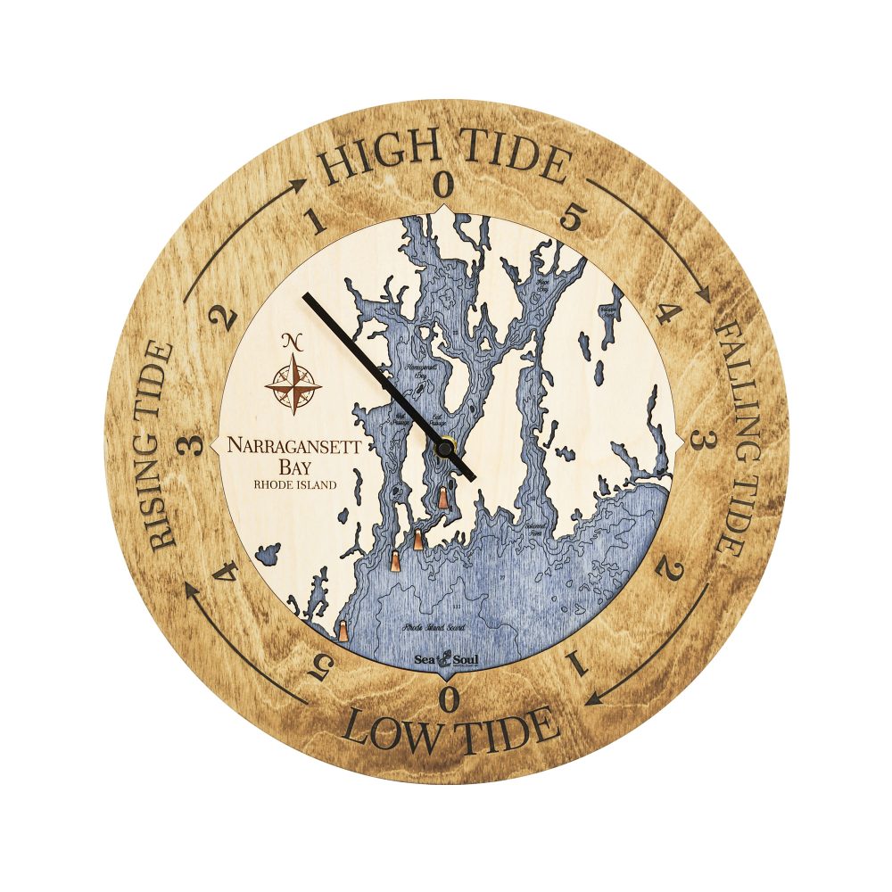 Narragansett Bay Tide Clock Honey Accent with Deep Blue Water