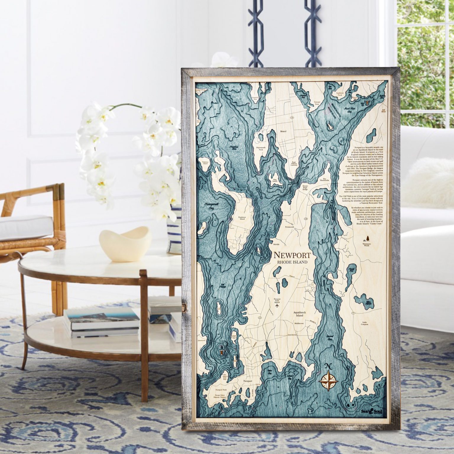 Newport Nautical Map Wall Art Sea and Soul Charts
