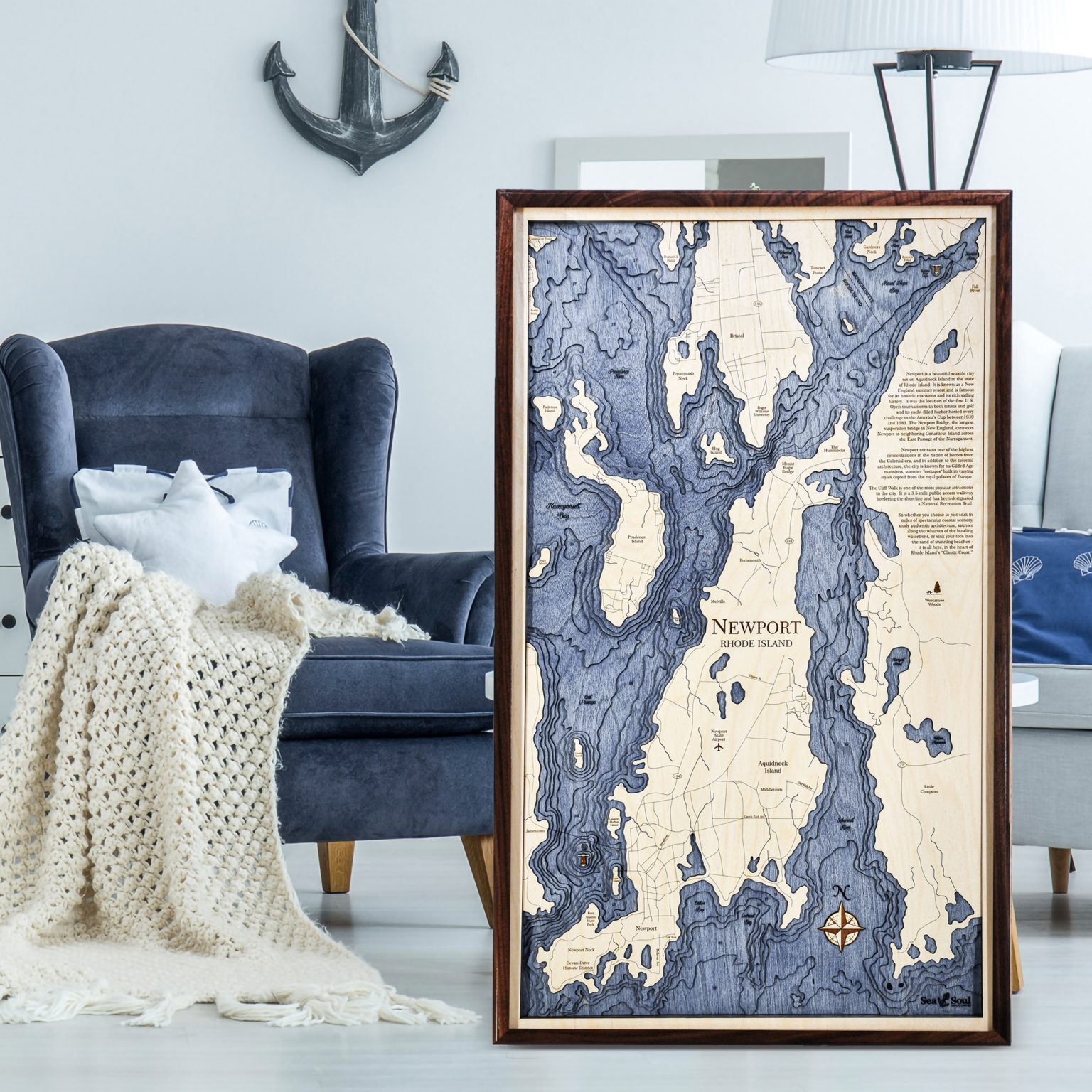 Newport Nautical Map Wall Art Sea and Soul Charts