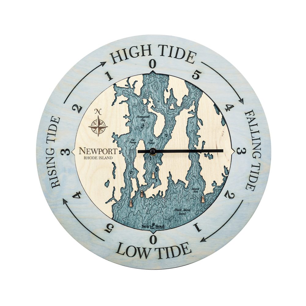 Newport Tide Clock Bleach Blue Accent with Blue Green Water