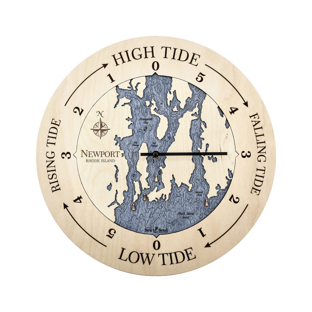 Newport Tide Clock Birch Accent with Deep Blue Water