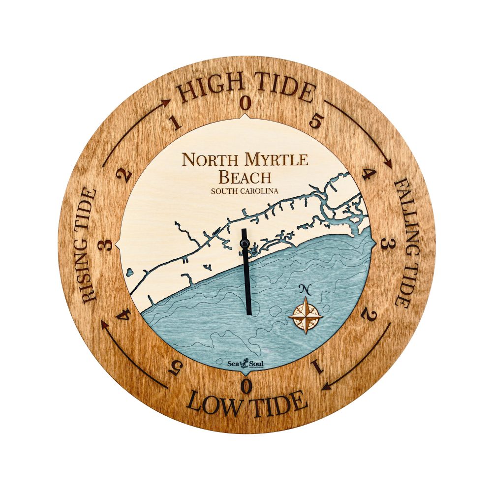 North Myrtle Beach Tide Clock Americana Accent with Blue Green Water