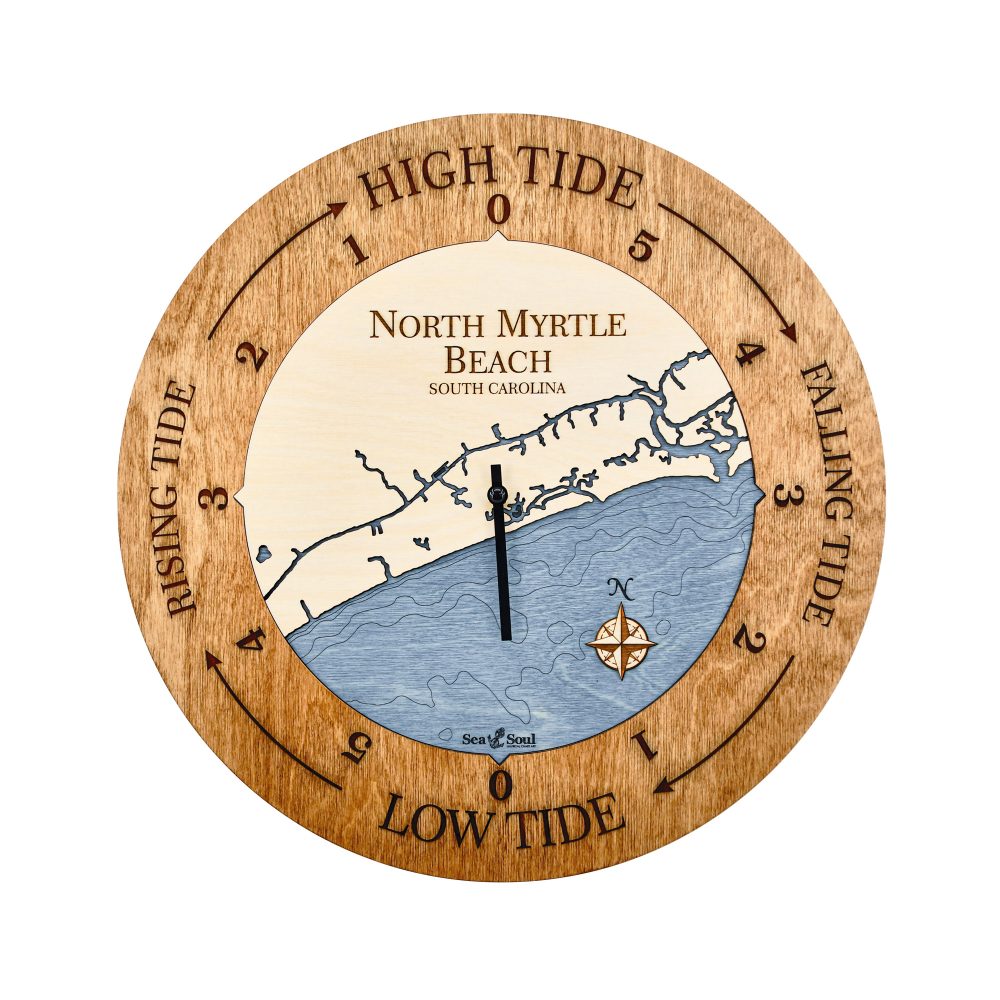 North Myrtle Beach Tide Clock Americana Accent with Deep Blue Water