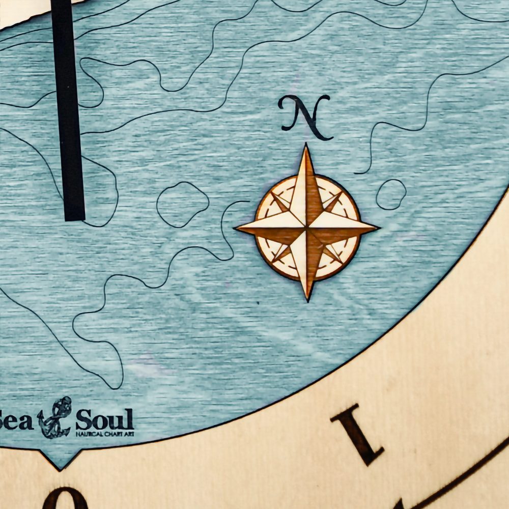 North Myrtle Beach Tide Clock Birch Accent with Blue Green Water Detail Shot 3