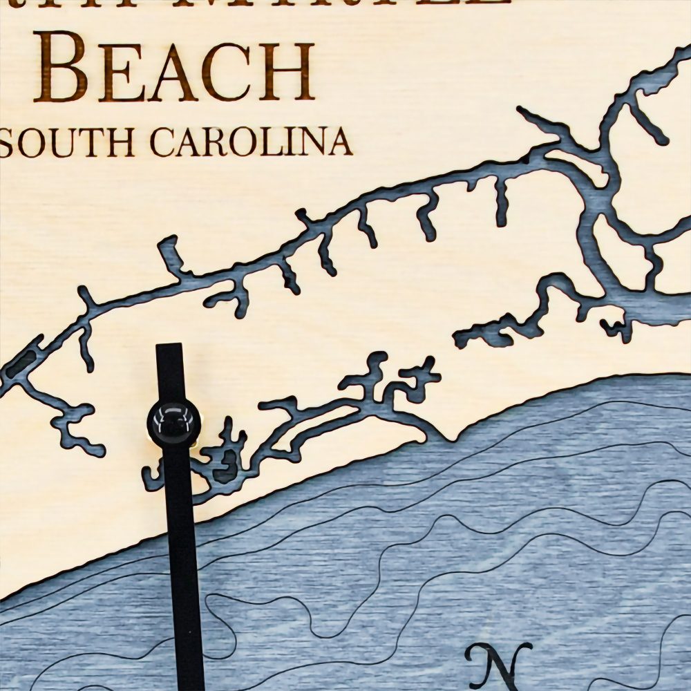 North Myrtle Beach Tide Clock Birch Accent with Deep Blue Water Detail Shot 1