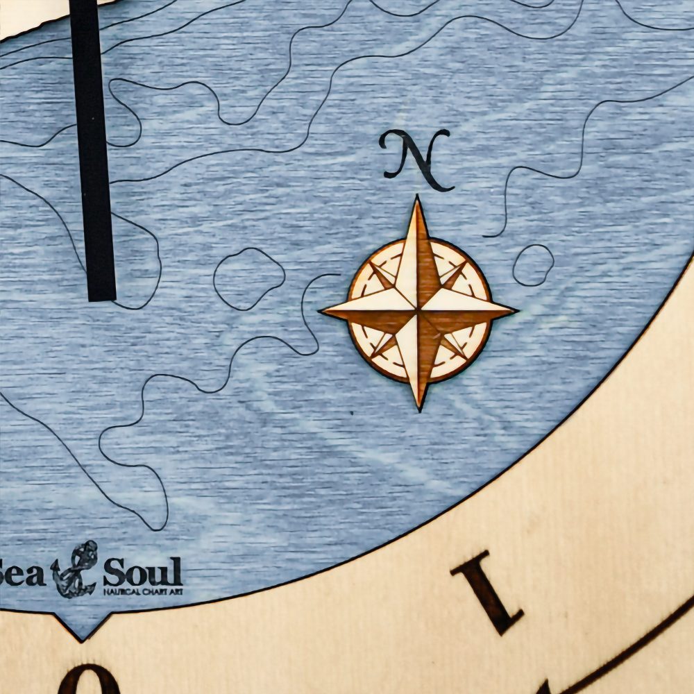 North Myrtle Beach Tide Clock Birch Accent with Deep Blue Water Detail Shot 3