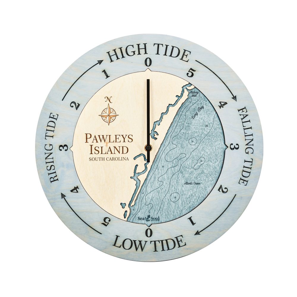 Pawleys Island Tide Clock Bleach Blue Accent with Blue Green Water
