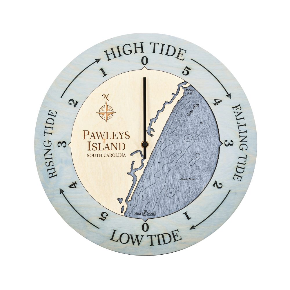 Pawleys Island Tide Clock Bleach Blue Accent with Deep Blue Water