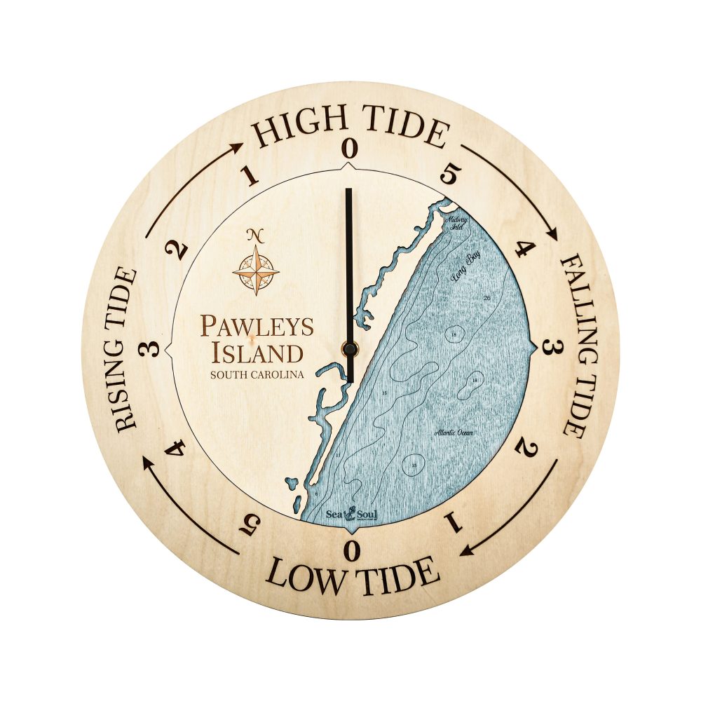 Pawleys Island Tide Clock Birch Accent with Blue Green Water
