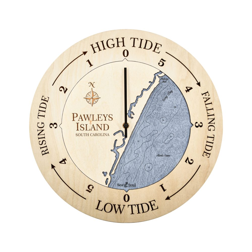 Pawleys Island Tide Clock Birch Accent with Deep Blue Water