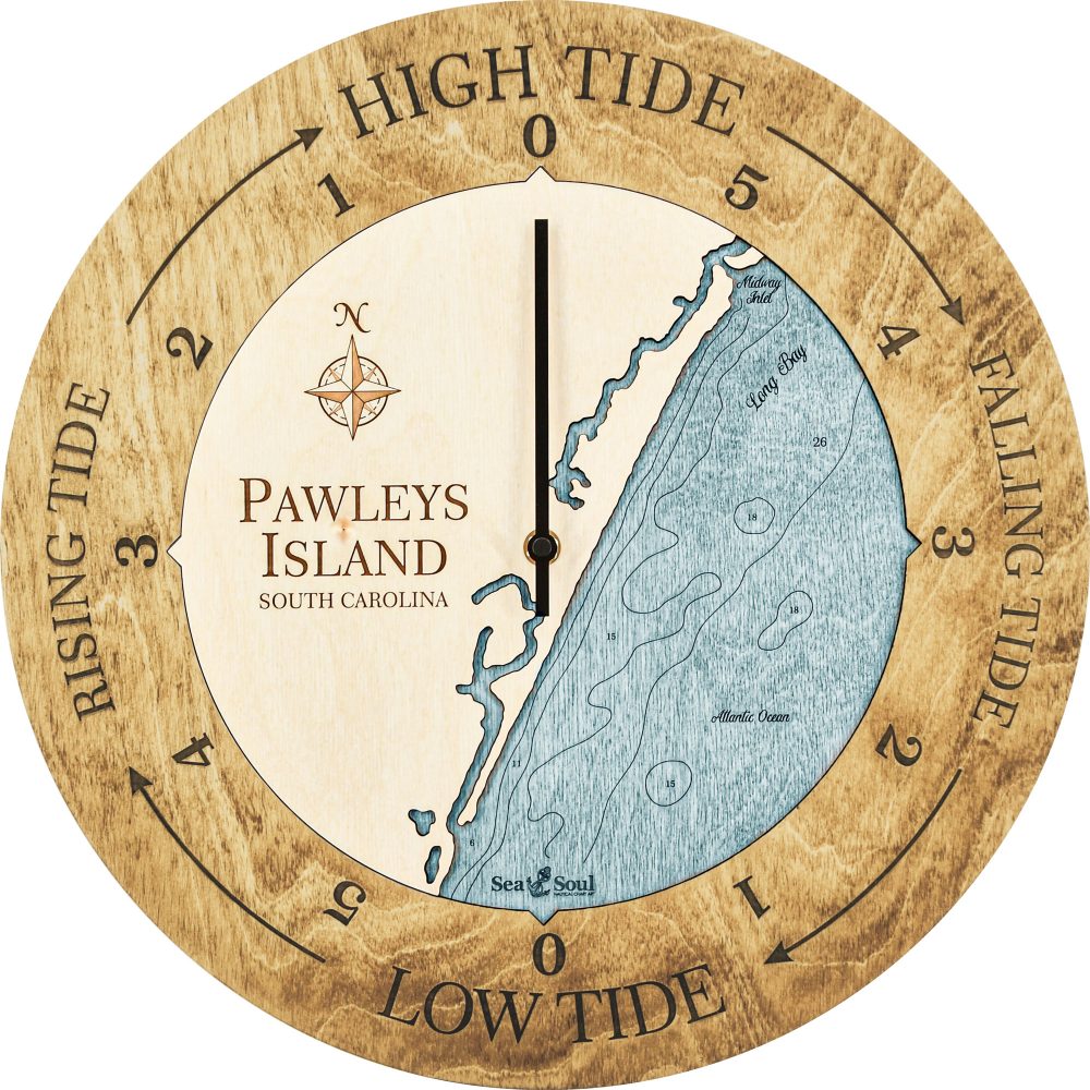 Pawleys Island Tide Clock Honey Accent with Blue Green Water Product Shot