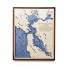 San Francisco Nautical Map Wall Art Walnut Accent with Deep Blue Water