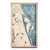 Space Coast Nautical Map Wall Art Oak Accent with Blue Green Water