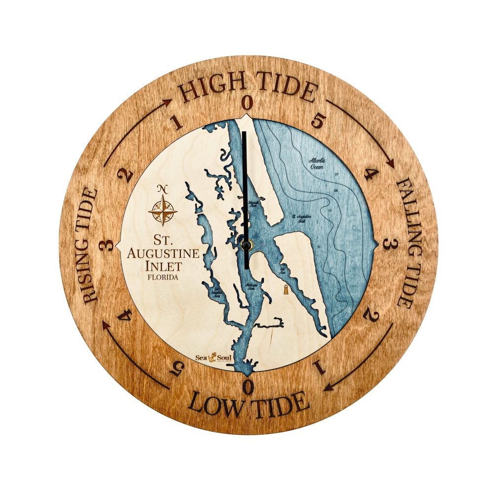 St. Augustine Tide Clock Americana Accent with Blue Green Water