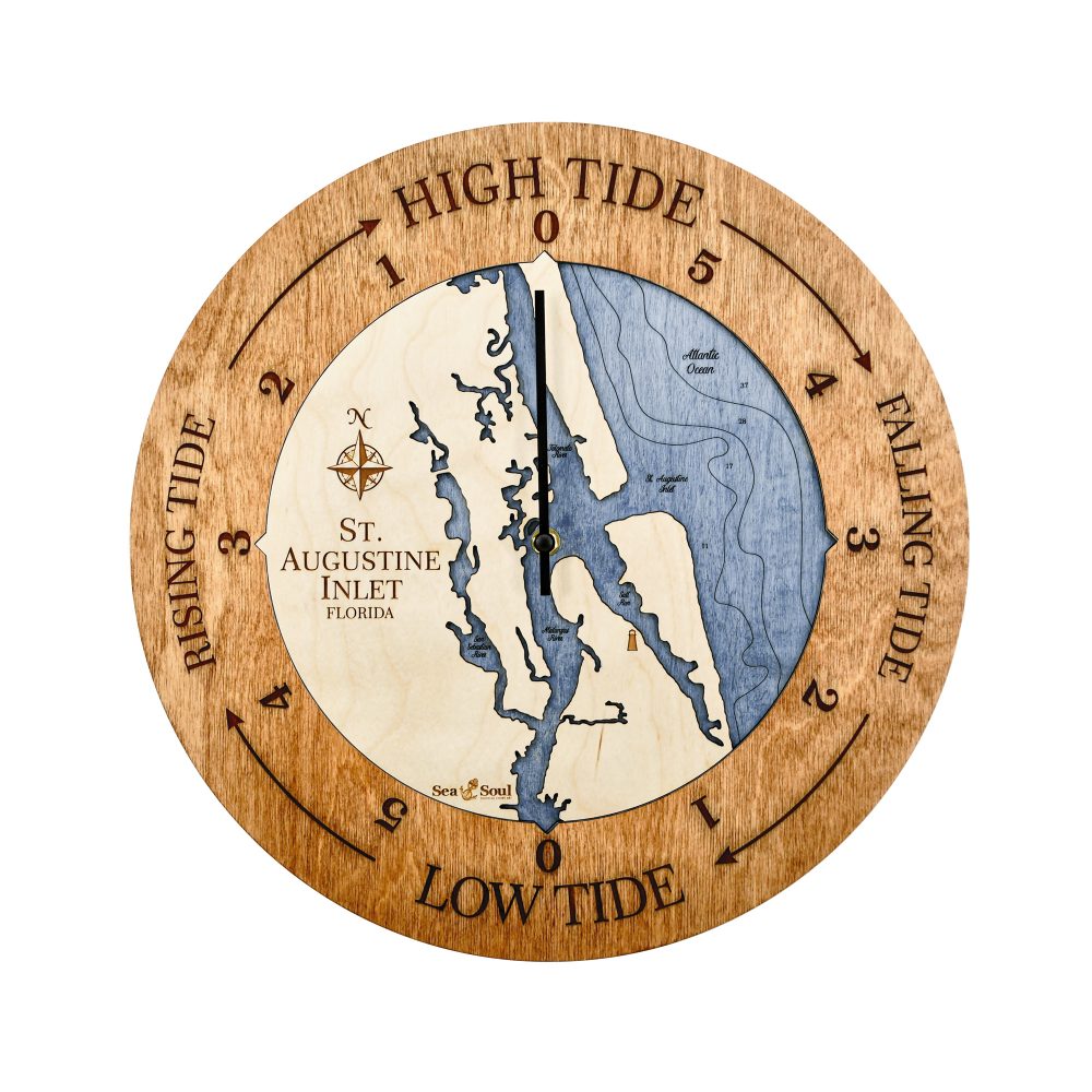 St. Augustine Tide Clock Americana Accent with Deep Blue Water
