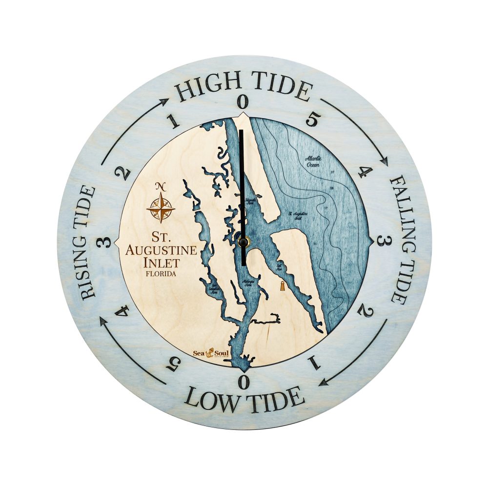 St. Augustine Tide Clock Bleach Blue Accent with Blue Green Water