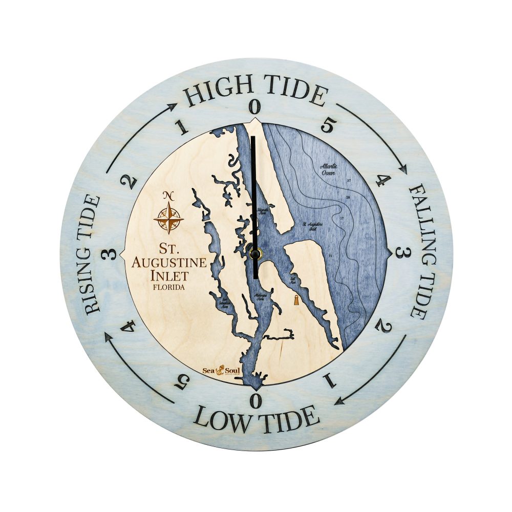 St. Augustine Tide Clock Bleach Blue Accent with Deep Blue Water