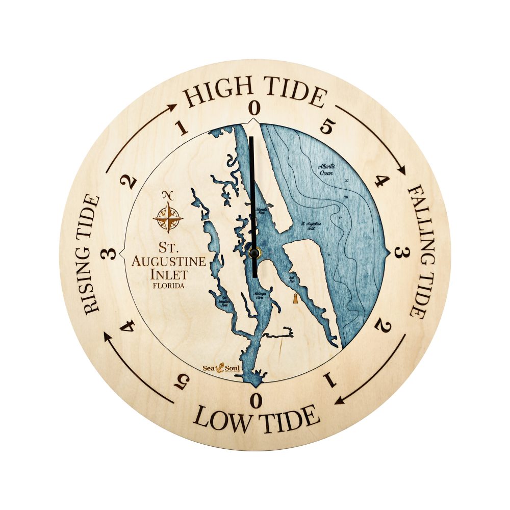 St. Augustine Tide Clock Birch Accent with Blue Green Water