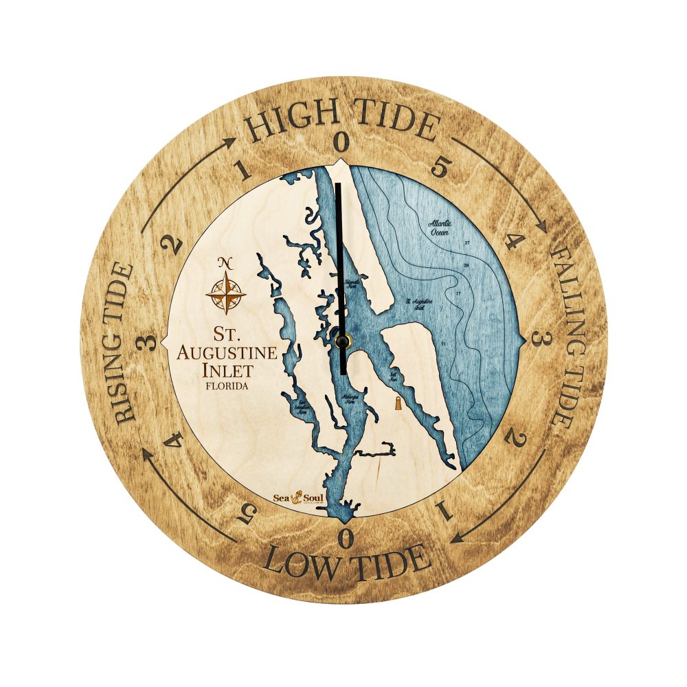 St. Augustine Tide Clock Honey Accent with Blue Green Water